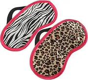 HAMPPLIES 2Pcs Eye Mask Comfortable Sleeping Eye Cover for Travel Light Blocking Blindfolds Zebra and Leopard Print Soft and Breathable Material for Napping and Sleeping