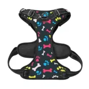 Cute Dog Paw No Pull Dog Harness Adjustable Soft Padded Pet Vest Medium Blue
