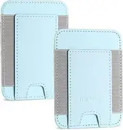 [Miroddi] Credit Card Holder, Premium Leather Small Wallet for Women, RFID Blocking Slim Card Wallet for Women Men, Business Credit Card Wallet with Money Pocket, Holds Up to 14 Cards, Sky Blue, Sky