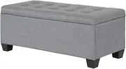 Artiss Tufted Storage Ottoman, Foot Rest Stool Bench Padded Seat Blanket Box Chest Bedroom Living Room Indoor, Grey 97 x 41.5 x 35cm Faux Linen Fabric Open Lid Heavy Duty