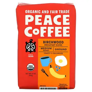 [iHerb] Peace Coffee Organic Birchwood Breakfast Blend, Ground, Medium Roast, 12 oz (340 g)