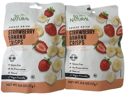 So Natural Freeze Dried Fruit Strawberry Banana Crisps Gluten-Free (Pack of 2)