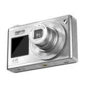 Silver 4K Ultra HD Digital Camera with 10X Optical Zoom - Compact Dual-Screen Vl