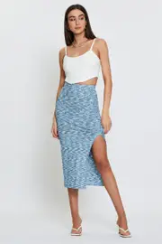 Multi Space Dye Rib Skirt - Size 14, Women's Maxi Side Split