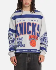 [MITCHELL & NESS] Mitchell & Ness New York Knicks Letterform Crewneck Grey Marle/official Team Color - Size S S Grey Marle/OTC