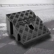 MAEEHDNKM Portable Curb Ramps, Interlocking Wheelchair Threshold Ramp, Rubber Automotive Driveway Ramps, Assmble Loading Ramp for Doorway Garage Dock(Black,25x27x13 cm)