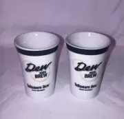 2 Tullamore Dew "DEW" Irish Whiskey Porcelain Shot Glasses