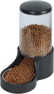 Automatic Cat Feeder, 4L Large Automatic Cat Feeders Gravity Cat Food Dispenser with Detachable Top Lid, Visible Container and Stainless Steel Bowl for Cat, Dog and Pet (Black)