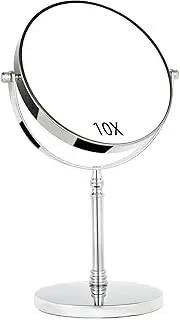TAOKEY 8Inch 10X Magnifying Mirror, Double Sided Makeup Mirror on Round Stand for Tabletop, Bedroom Vanity Desk and Bathroom Counter - Free Standing Double Sided 10X/1X Magnification Mirror.