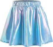 [inhzoy] Sparkly Metallic Pleated Mini Skirt for Girls Shiny Jazz Hip Hop Dance Musical Party Costume
