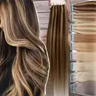 #Balayage Real Remy Tape In 100% Human Hair Extensions Full Head Skin Weft Thick