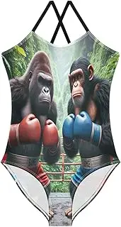 [RPLIFE] Apes Boxing Toddler Girl Bathing Suit, Beach Apparel, Summer Swimsuits Girls