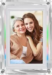 7 Inch Digital Picture Frame LED Colorful Light 4GB Memory Auto Rotate Acrylic Video Frame for Home Bedroom Office, Support Music Playback with 2000mAh Rechargeable Battery