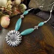 [DAVITU] Wholesale Jewelry Europe New Tibetan Silver Stone Statement Vintage Necklaces Carving Necklace & Pendants for Woman