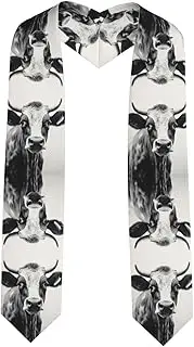 [SKKNT] Cow In Black And White Print Graduation Shawl Stole For Academic Commencements Honor Sash Congratulations Gift