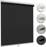 [UrMoon] Roller Shades Blinds for Windows Cordless Light Filtering Spring Roller Blinds and Shades (Light Filtering - Black, 20" W x 64" H)
