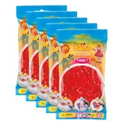 5x 1000pc Hama Bead Bags Kids DIY Building Activity Art/Craft Play Toy Red 5y+