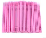 VNDEFUL 100Pcs Disposable Micro Applicators Brushes, for Makeup and Personal Care (Pink)