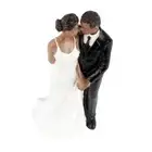 Wedding Resin Groom Bride Black Couple Figurine Cake Stand Topper Decor