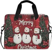 Quteprint Merry Christmas Snowman Tree 15.6 Inch Laptop Bag Briefcase for Business, Water-Resistant Computer Bag Fits 14-16 Inch Notebook for Men Women, Office Travel Work Backpack, Multi, 40x7.5x30cm