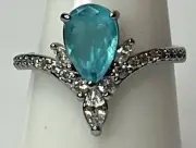 Ring Bomb Party RBP8209 "Lost Without You" Aqua Blue Quartz - Hematite - Size 7