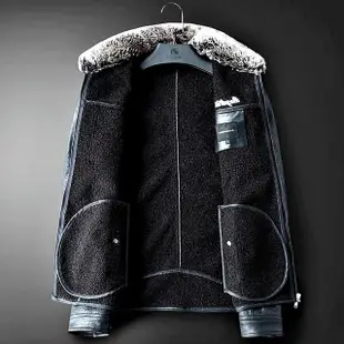 【巴黎精品】皮衣外套機車夾克(毛領加絨保暖防風男外套p1ar24)