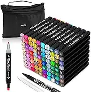 FitBliss 80 Colors Alcohol Markers, Premium Dual Tip Artist Art Markers Set for Adult Kid, Sketch Markers Pen, Permanent Alcohol Based Markers, Coloring Sketching Drawing Markers with Case (80)