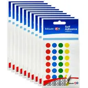 10 Pack Quikstik Label Circle Round 11mm Assorted Colours Pack 245