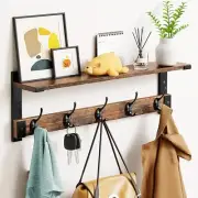 Wall Hooks with Shelf, Coat Rack Mount, 23.6 Inch 23.6" - 1 pack, Brown