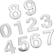 SOESFOUFU 10pcs Self Adhesive Stainless Steel Door Numbers Weather Resistant Stick House Sign Stickers for Mailbox Office and Hotel Address Identification