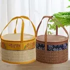 Round Foldable Bamboo Basket Vegetable Storage Basket the Mid-Autumn Festival