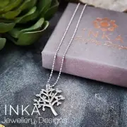 Inka 925 Sterling Silver 18" Ball Bead Necklace with Tree of Life pendant