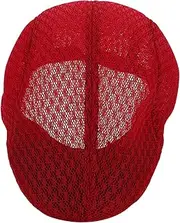 [CATIEBYE] Men's Women's Chef Beret Mesh Hat for Summer Comfortable Stylish Flat Cap Breathable Food Service Cap Dark Red