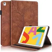 CXTCASE for iPad 7th/8th/9th Generation, iPad Air 3, iPad Pro 10.5 Inch Case Embossed Tree PU Leather Case Wallet Flip Cover for iPad 2017/2018/2019, iPad Air 3, iPad Pro 10.5" Brown