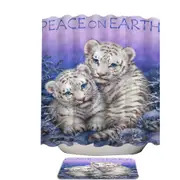 Positive Wildlife Animal Art White Tiger Cubs Shower Curtain