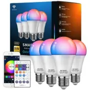 Smart Light Bulbs 4Pack with Remote, A19 E26 800LM LED Color Changing Light B...