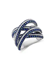 Bloomingdale's Fine Collection Blue Sapphire & Diamond Crossover Ring in 14K White Gold