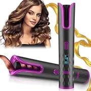 Cordless Automatic Curling Iron with 6 Temperature Levels, Ceramic Coating, Timer & LCD Display, Large & Small Curls for Long & Short Hair