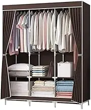 Portable Wardrobe Rack,Portable Fabric Wardrobe with Hanging Rail and Shelves Closet Storage Organizer for Bedroom 128x45x170cm Rood/Easy Assembly and Durable Materials Keep Your Clothes Org