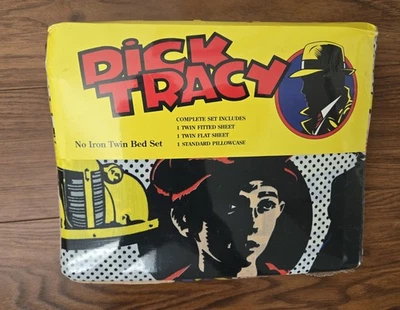 Dick Tracy Madonna Twin Size Sheet Set NEW Disney Made In USA Fitted Flat Pillow