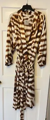 NWT N Natori ETHEREAL Tiger Silky Soft Satin Robe L