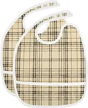 Yoogain Vintage Buffalo Plaid Checked Beige Baby Drooling Bibs Infant Must Haves Adjustable 2 Pack Burp Cloths and Bibs Baby Spit Throw Up
