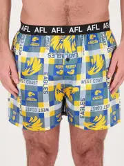 West Coast Eagles AFL Adult Boxer Shorts WEST COAST EAGLES (CHECK)