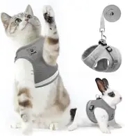 Supet Cat Harness and Leash Set for Walking Cat and Small Dog Harness Mesh Gray