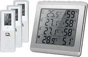 Digital Wirel Indoor/Thermometer Hygrometer Four-Channel ℃/℉ Temperature Humidity Meter with 3 Transmitter Comfort Level