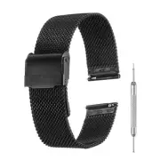 Mesh Watch Bands for Men,Metal Mesh Watch Strap with Tools(18mm, Black)