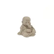 13cm Sitting Wise Buddha in Natural Finish - Serene Decor, Speak No Evil