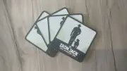 Set of 4 Iron Jack rubber Drink Coasters bar mat runner