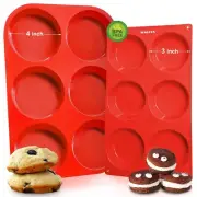 Walfos Silicone Muffin Top Pan Set, Non-Stick Whoopie Pie Baking Pans, Food G...