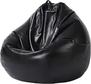 UYSOFRCV PU Bean Bag Sofa Cover Without Filling, Outdoor and Indoor Lazy Lounger Gaming Bean Bag Chair for Home Garden Living Room for Adults and Kids,Black,80 * 90cm